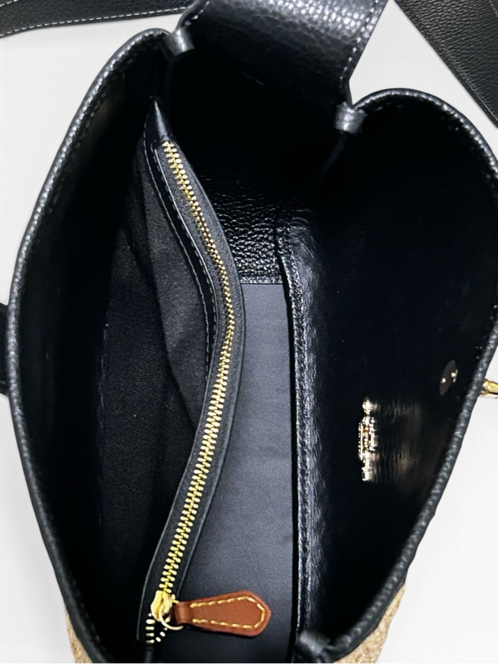 COACH Hadley Convertible Straw and Pebble Leather Crossbody/Shoulder Bag - Picture 9 of 15
